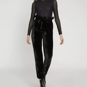 NWT Alice + Olivia Farrel Black Velvet Paperbag Trousers - Size 10